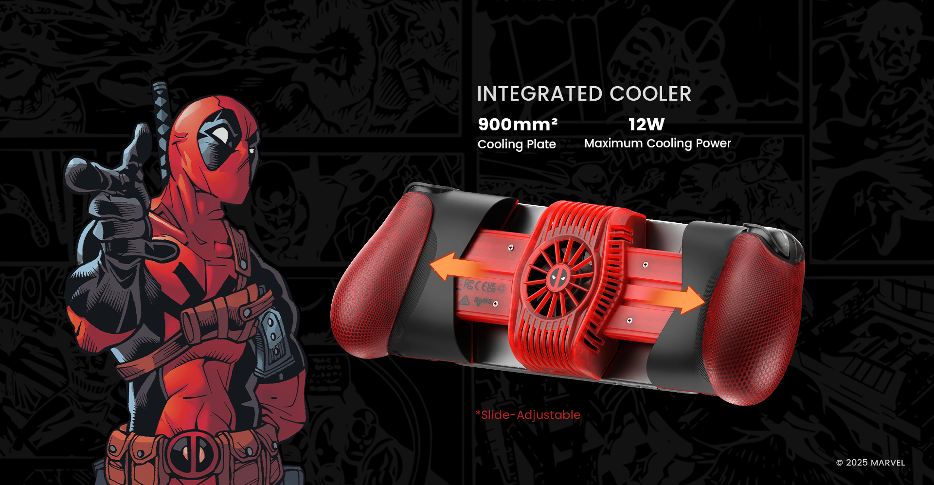 Integrates a 900mm2 cooling area with a maximum efficient cooling power of 12W, with slide-adjustable function