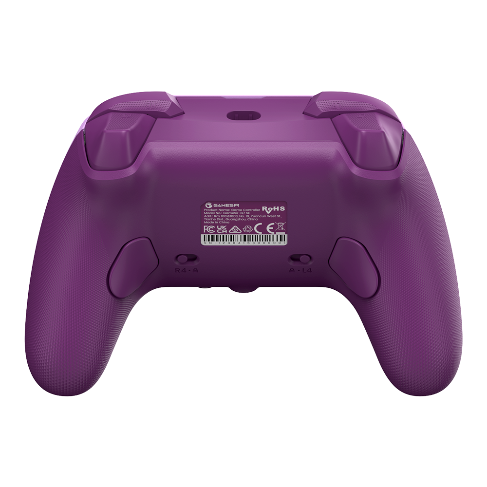 GameSir G7 SE Xbox wired controller in radiant purple, showcasing magnetic paint-friendly faceplate and anti-drift Hall Effect sticks.
