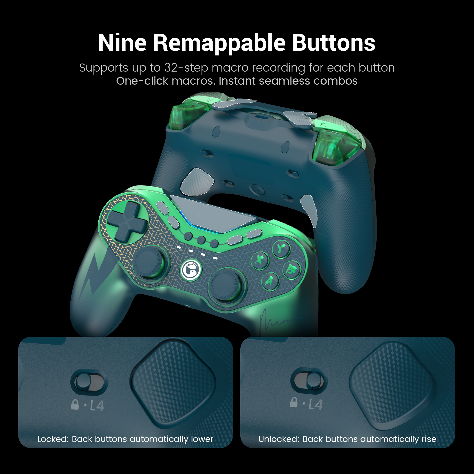 The Nine Macro Buttons feature of the GameSir Tarantula 8K PC (MenaRD Collab Edition), which is a significant part of its pro-grade customization.Here is a breakdown of what these buttons are and how the macro system works:1. Physical Layout of the Nine ButtonsThe 
