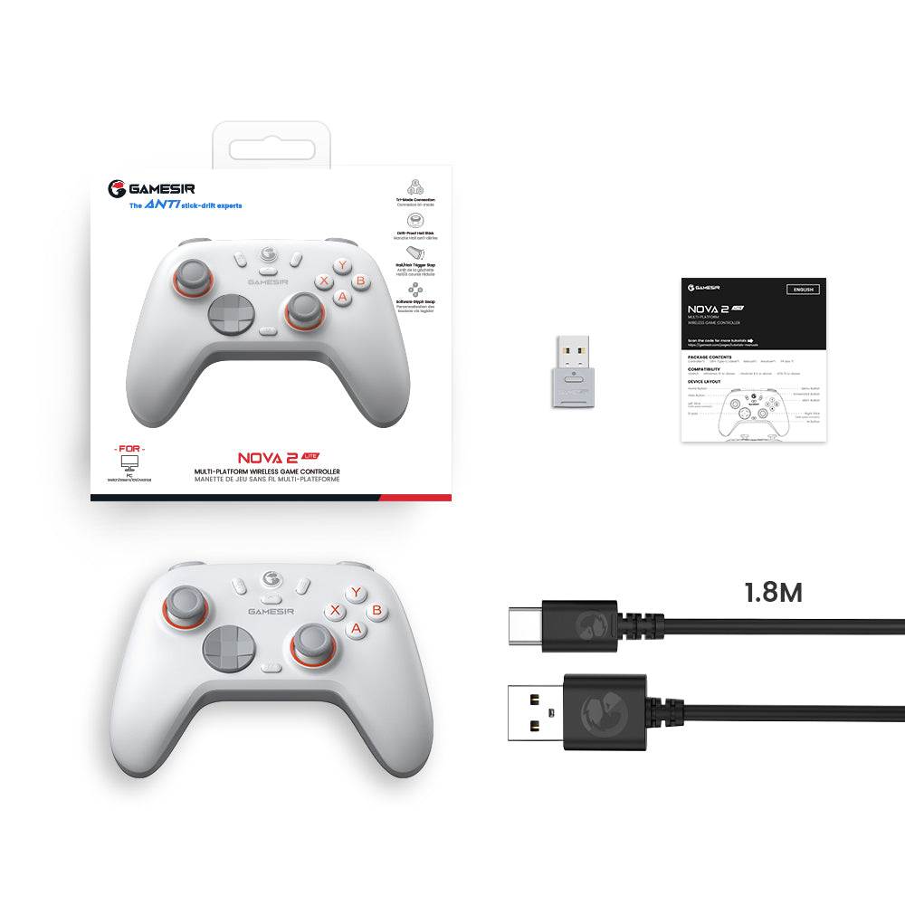 GameSir Nova 2 Lite wireless game controller with accessories and packaging.
