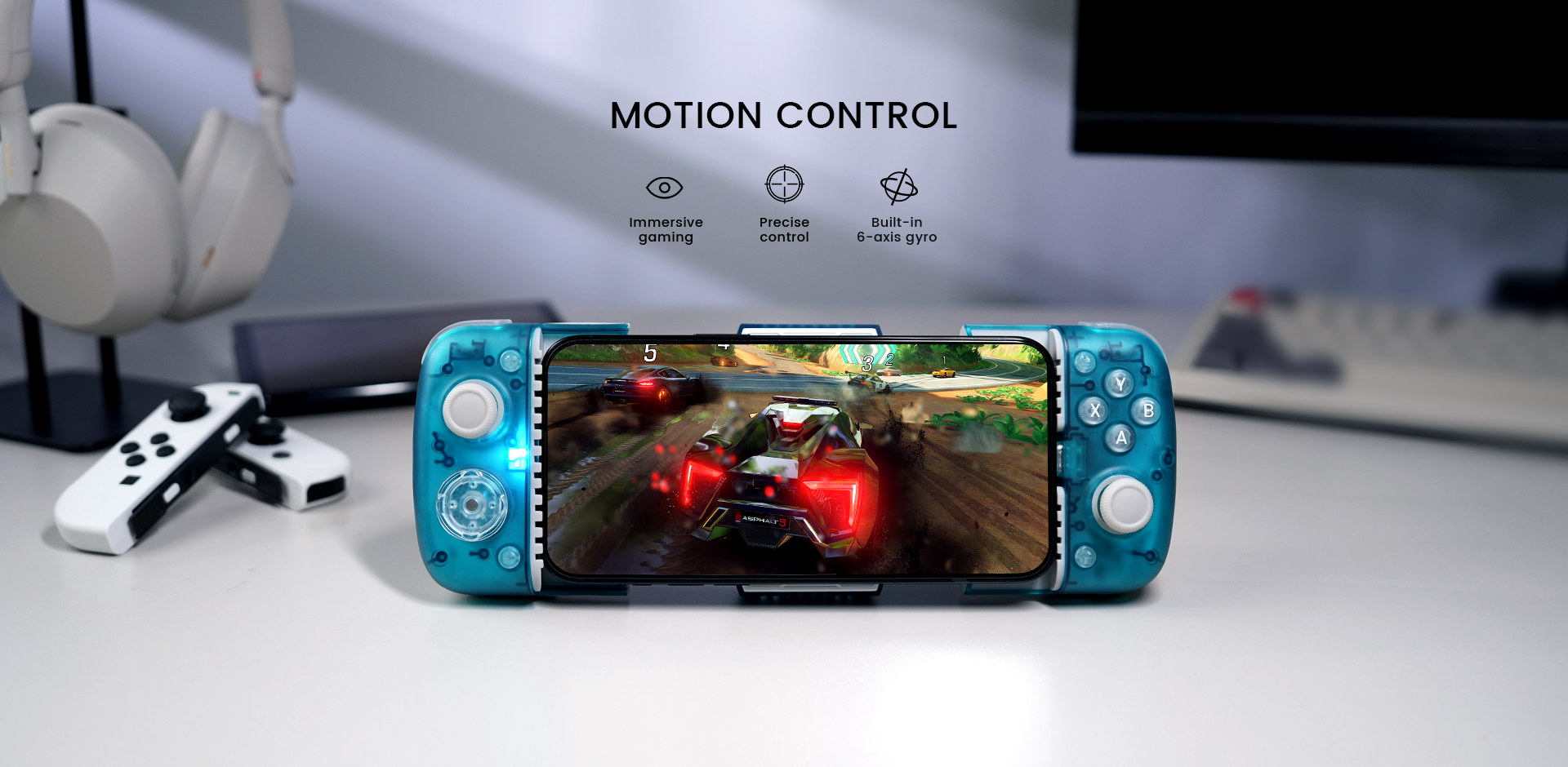 Motion control with built-in 6-axis gyroscope, offers immersive gaming and precise control