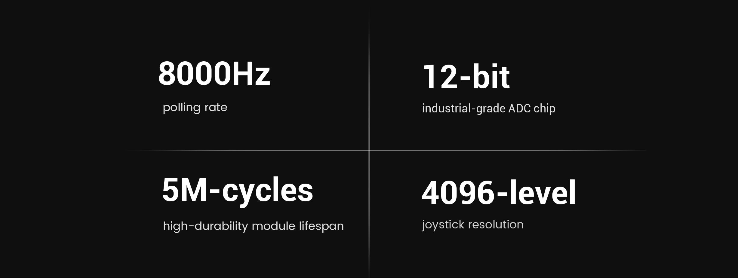 GameSir Tarantula 8K PC, explaining why it is capable of such high performance.Here is a technical breakdown of these four pillars:1. 8000Hz Polling Rate (The Speed)Most professional gaming controllers report their position to the PC 1,000 times per second (1000Hz), creating a 1.0ms delay.The Advantage: At 8000Hz, the Tarantula reports every 0.125ms. This is 8 times faster than the industry standard.Result: It virtually eliminates input lag, ensuring that your reactions are translated into the game with near-zero delay.2. 12-bit Industrial-Grade ADC Chip (The Brain)The Analog-to-Digital Converter (ADC) is the chip that translates the magnetic movement of the joysticks into digital data the PC can understand.The Advantage: 