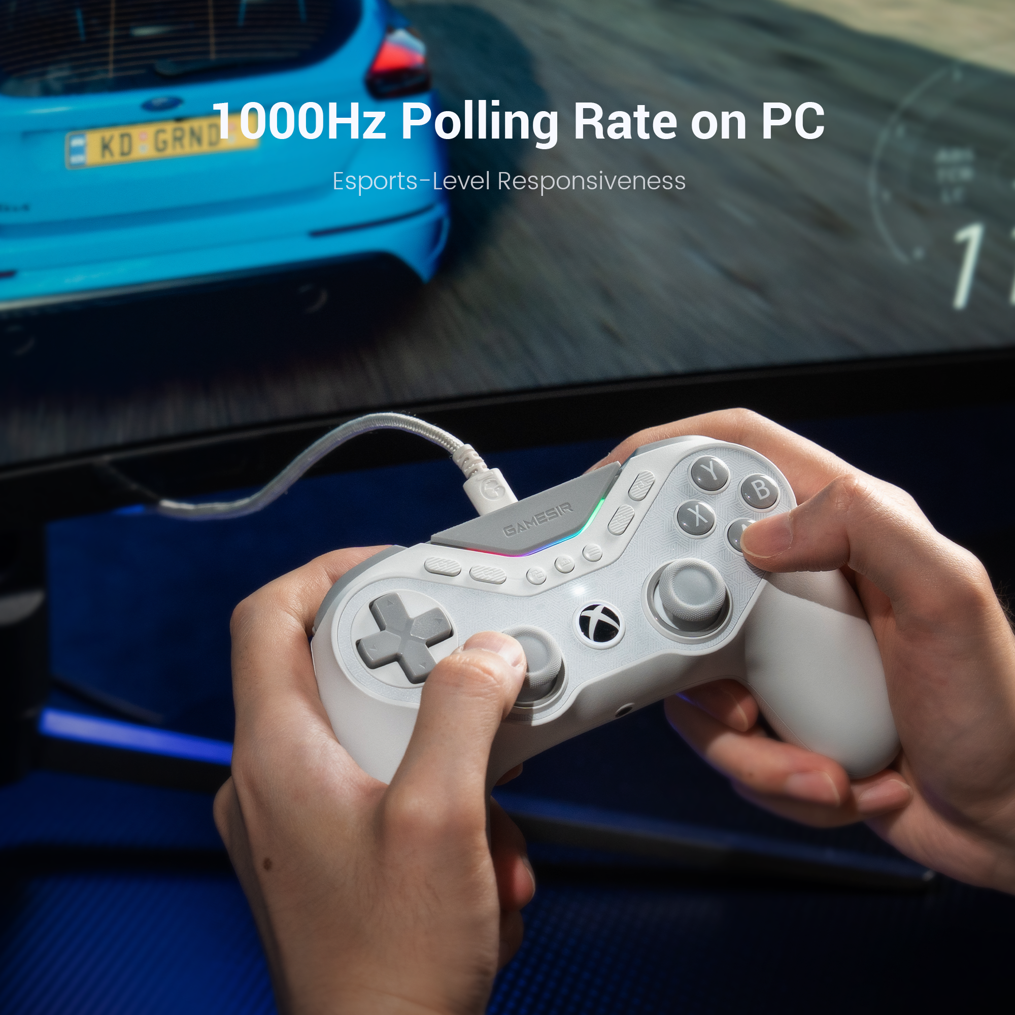  1000Hz Polling Rate on PC feature, emphasizing its 