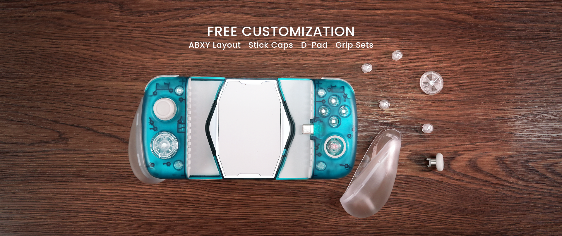 Free customization with customizable ABXY layout, stick caps, D-pad, and grip sets