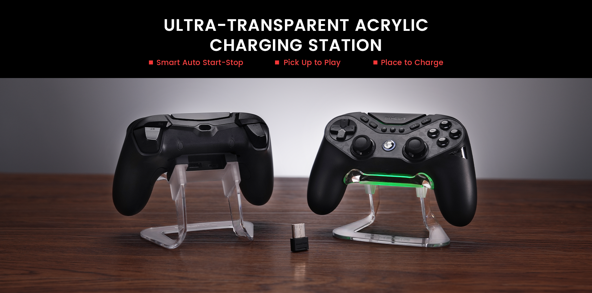 Tarantula has transparent acrylic charging station