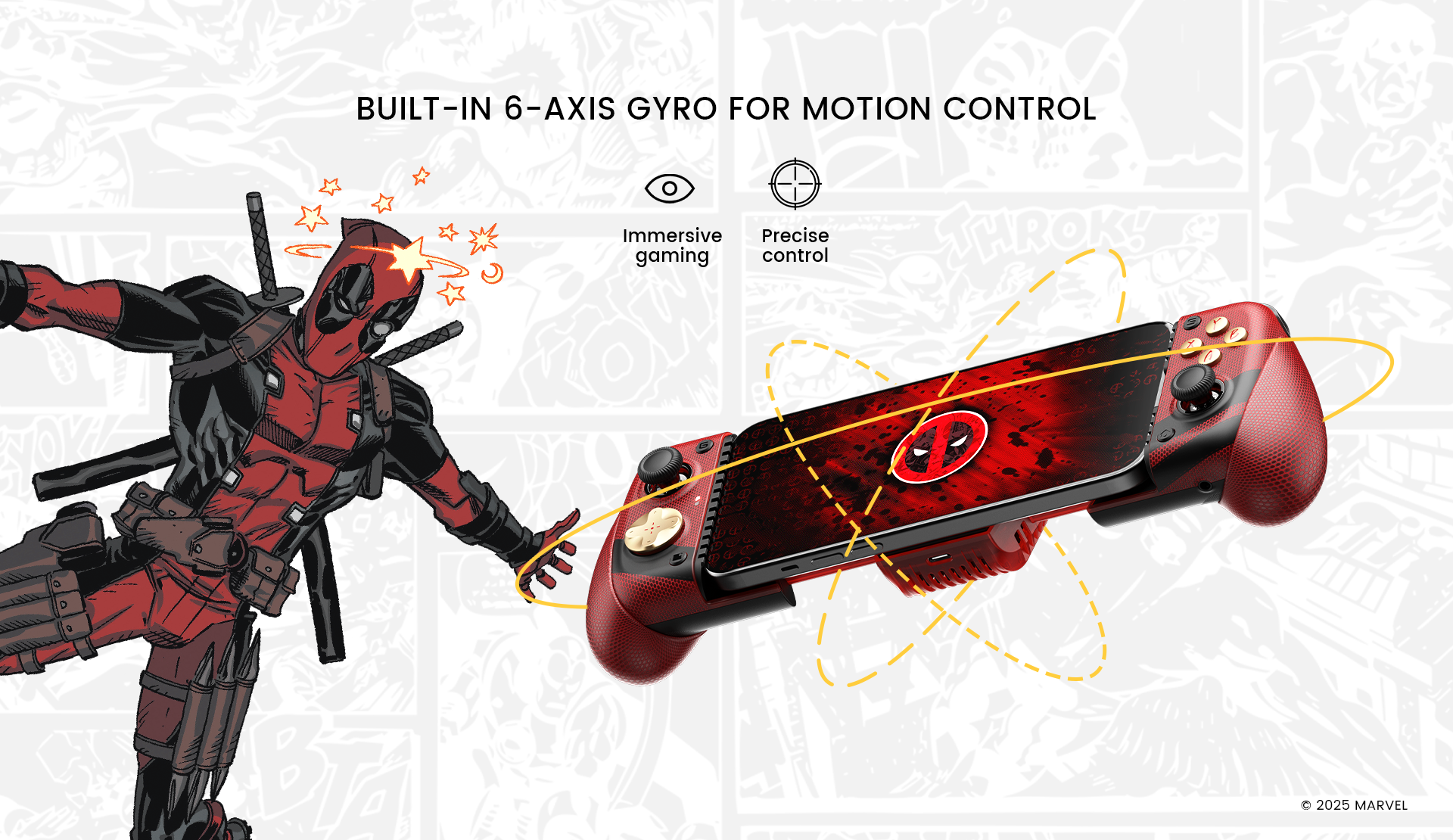 Motion control with built-in 6-axis gyroscope, offers immersive gaming and precise control