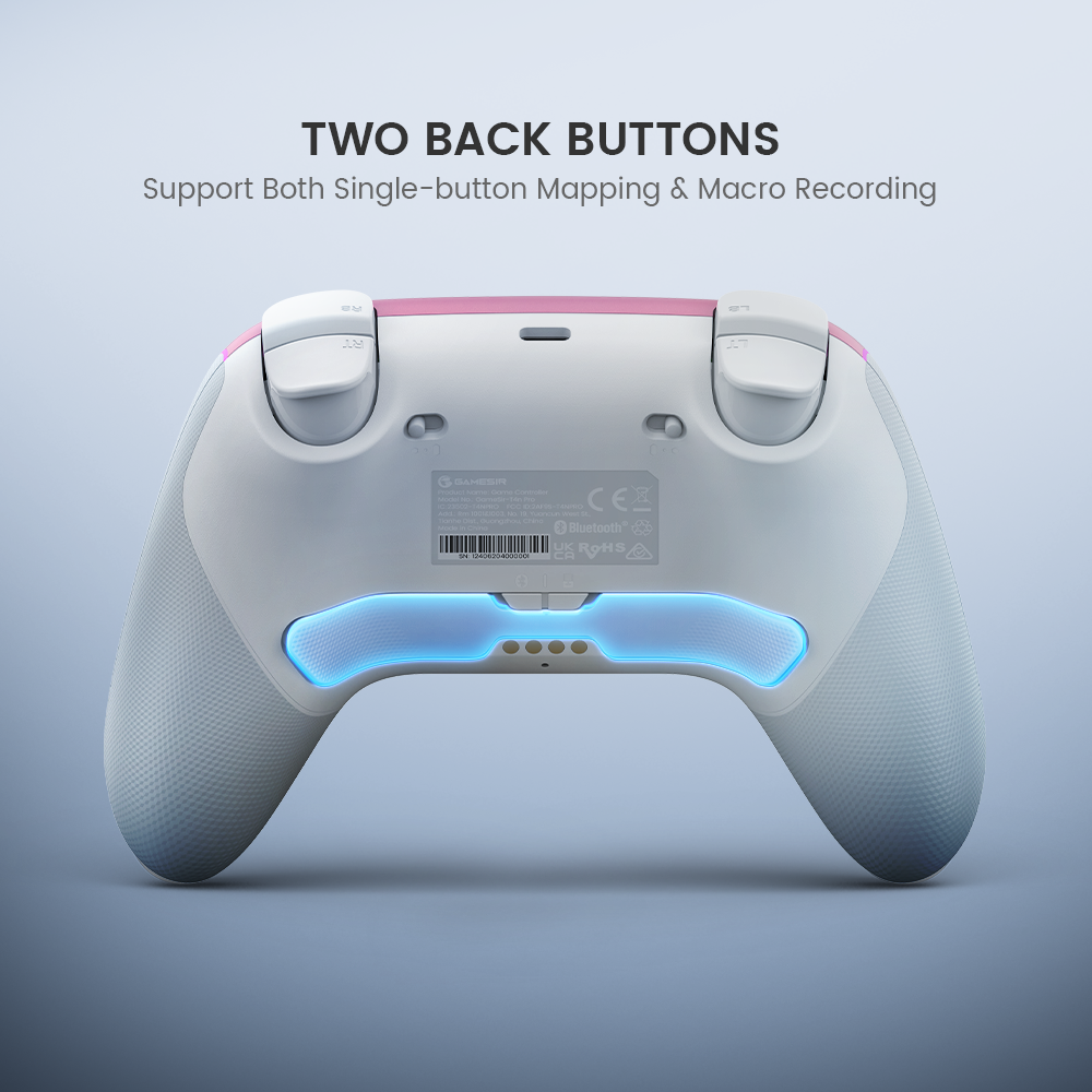 two back buttons, supporting both single-button mapping & macro recording