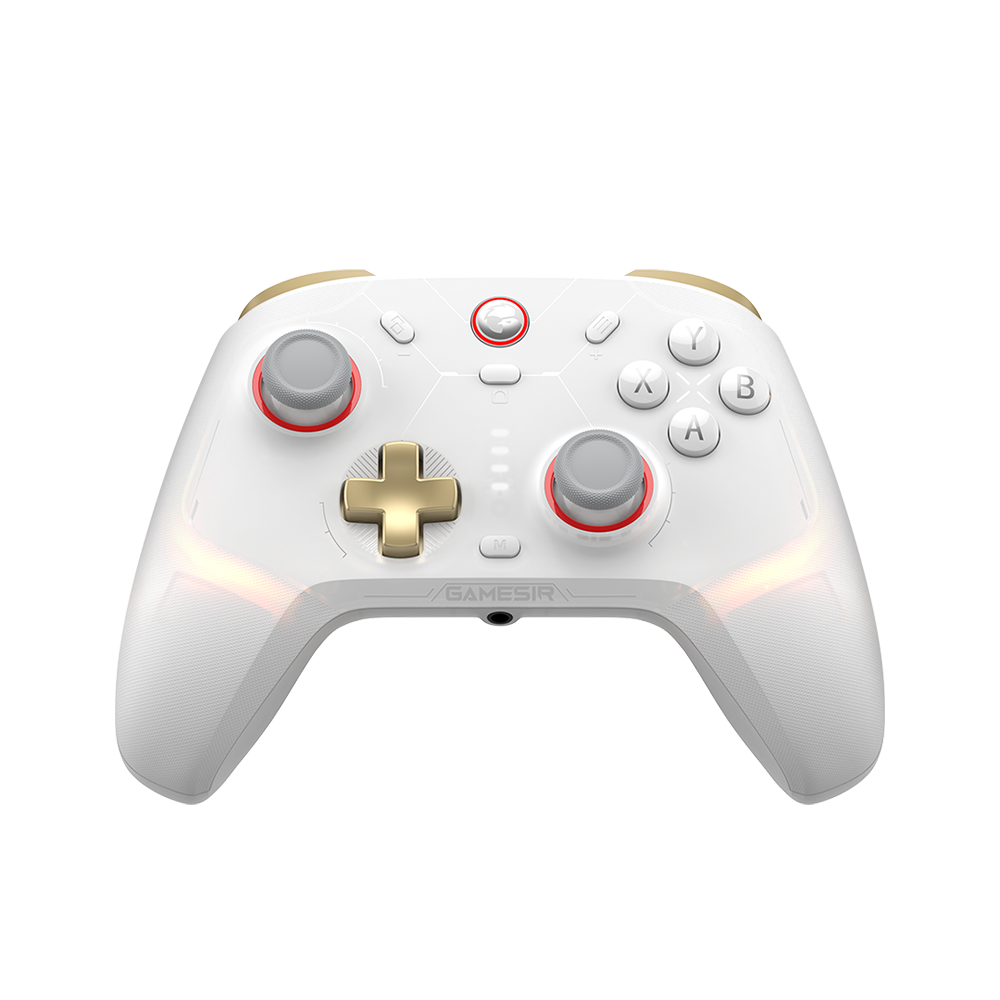 GameSir Cyclone 2 Multiplatform Controller - Phantom White with customizable RGB lighting and Mag-Res TMR Sticks.