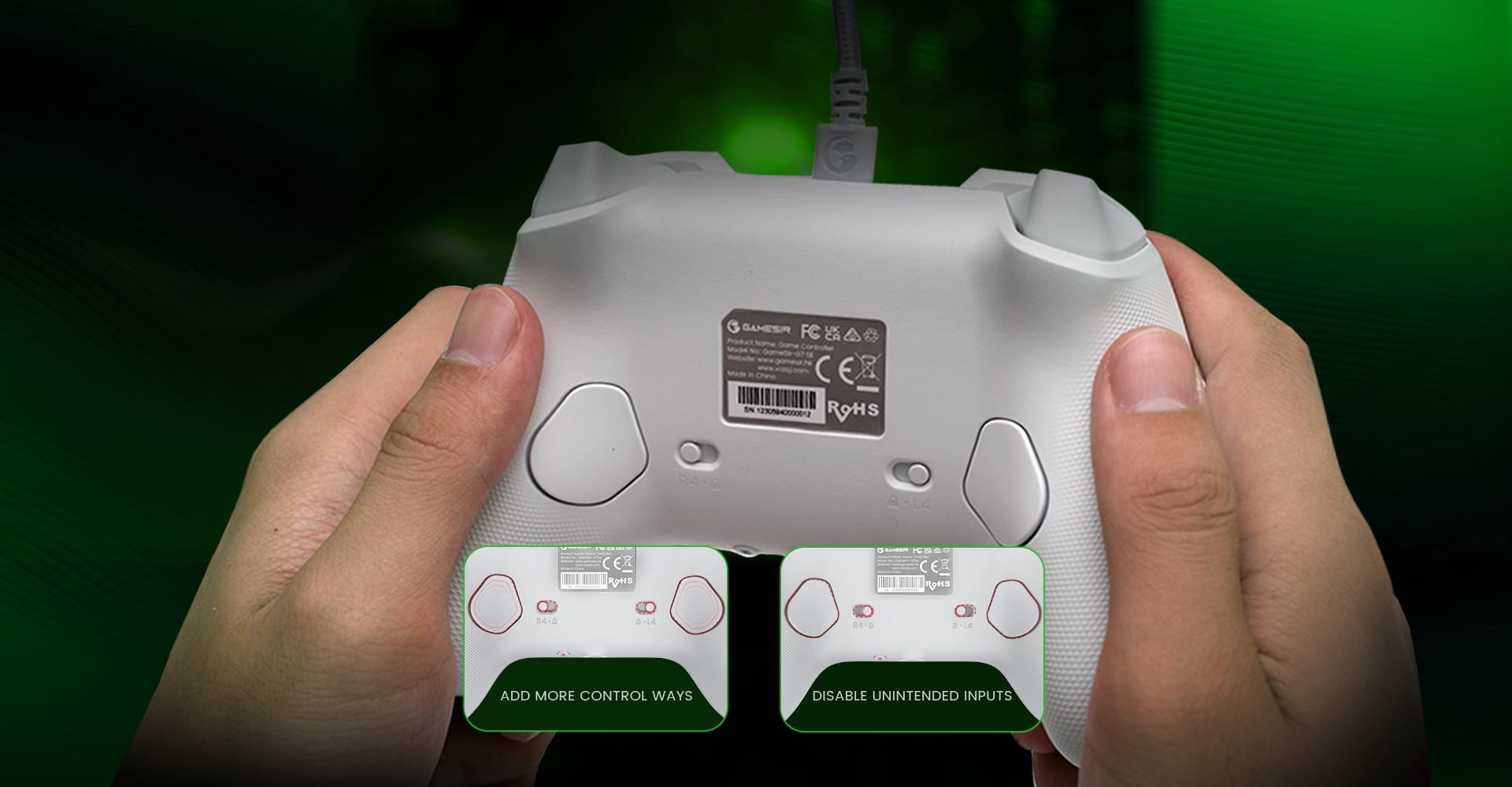 Features two quick-latch back buttons for easy toggling, instantly enable or disable them for tailored gameplay