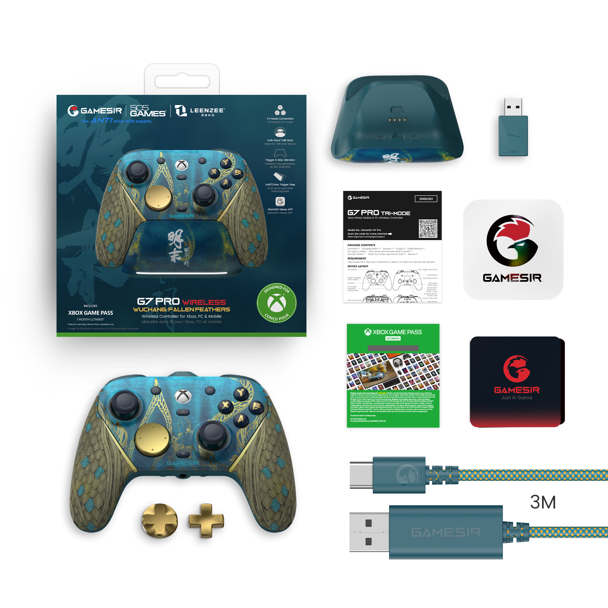 GameSir G7 Pro wireless Xbox controller Wuchang Fallen Feathers edition with advanced TMR sticks and Hall Effect triggers