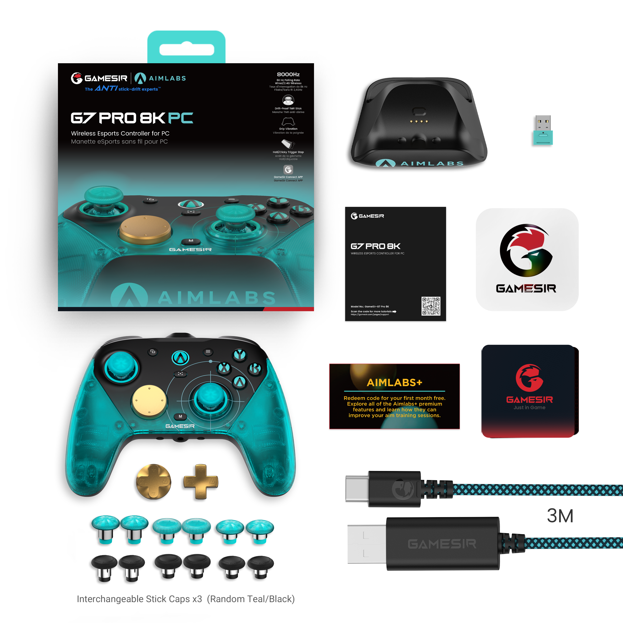 GameSir G7 Pro wireless esports controller for PC with Aimlabs design and 8K Hz precision tracking