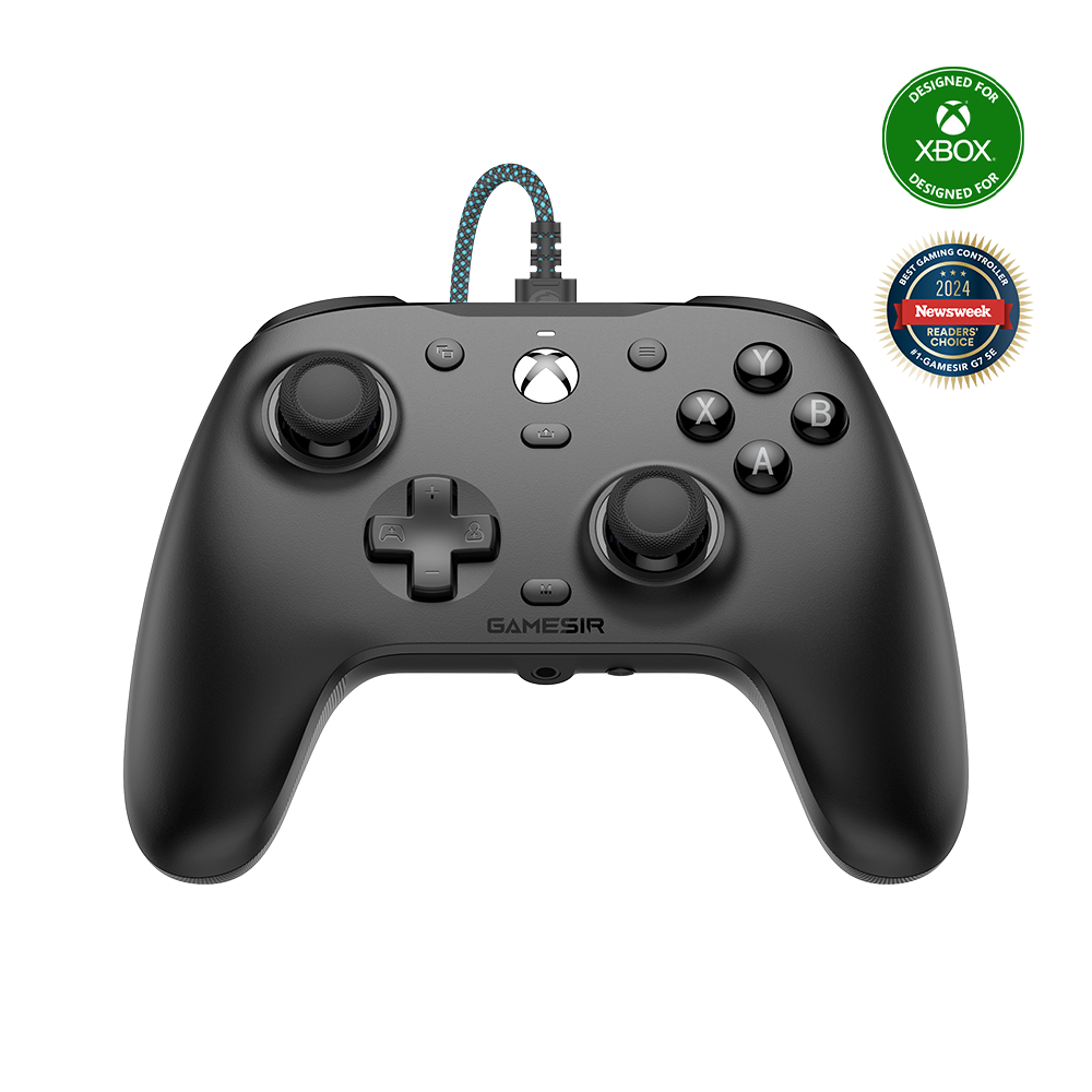 GameSir G7 SE Xbox wired controller in jet black with Hall Effect sticks and magnetic paint-friendly faceplate