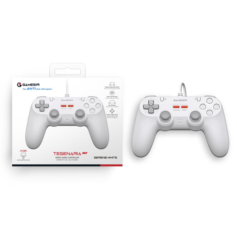GameSir Tegenaria Lite wired symmetric game controller with retro 90s design and ergonomic grip