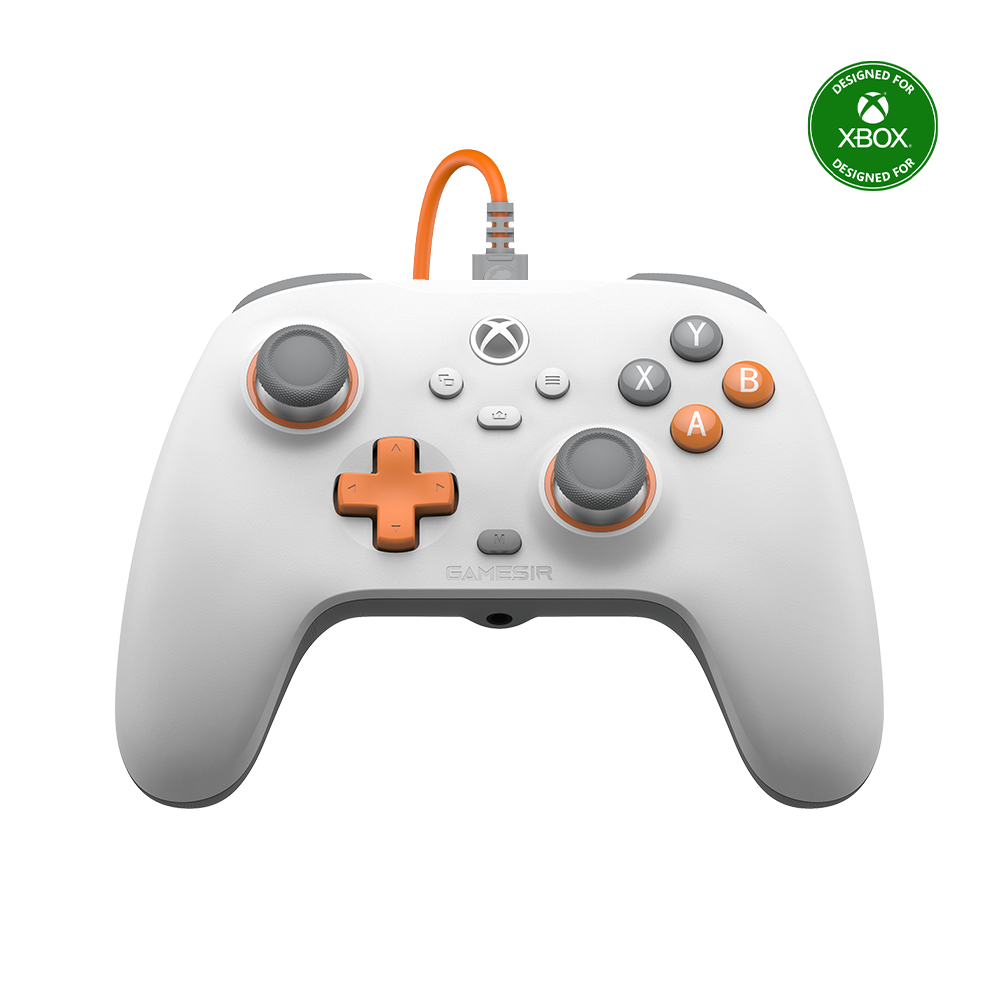 GameSir T7 Xbox Wired Controller in red, featuring Hall Effect sticks, triggers, and four rumble motors for immersive gameplay.