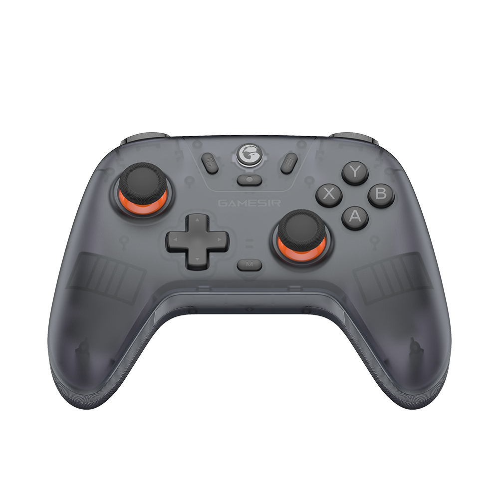 GameSir Nova Lite Multiplatform Controller with Hall Effect sticks, analog triggers, turbo function, and dual motor grips in transparent gray design